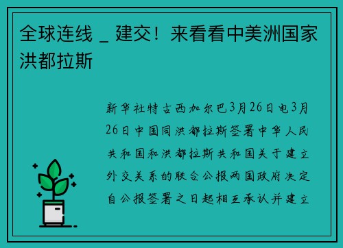 全球连线 _ 建交！来看看中美洲国家洪都拉斯